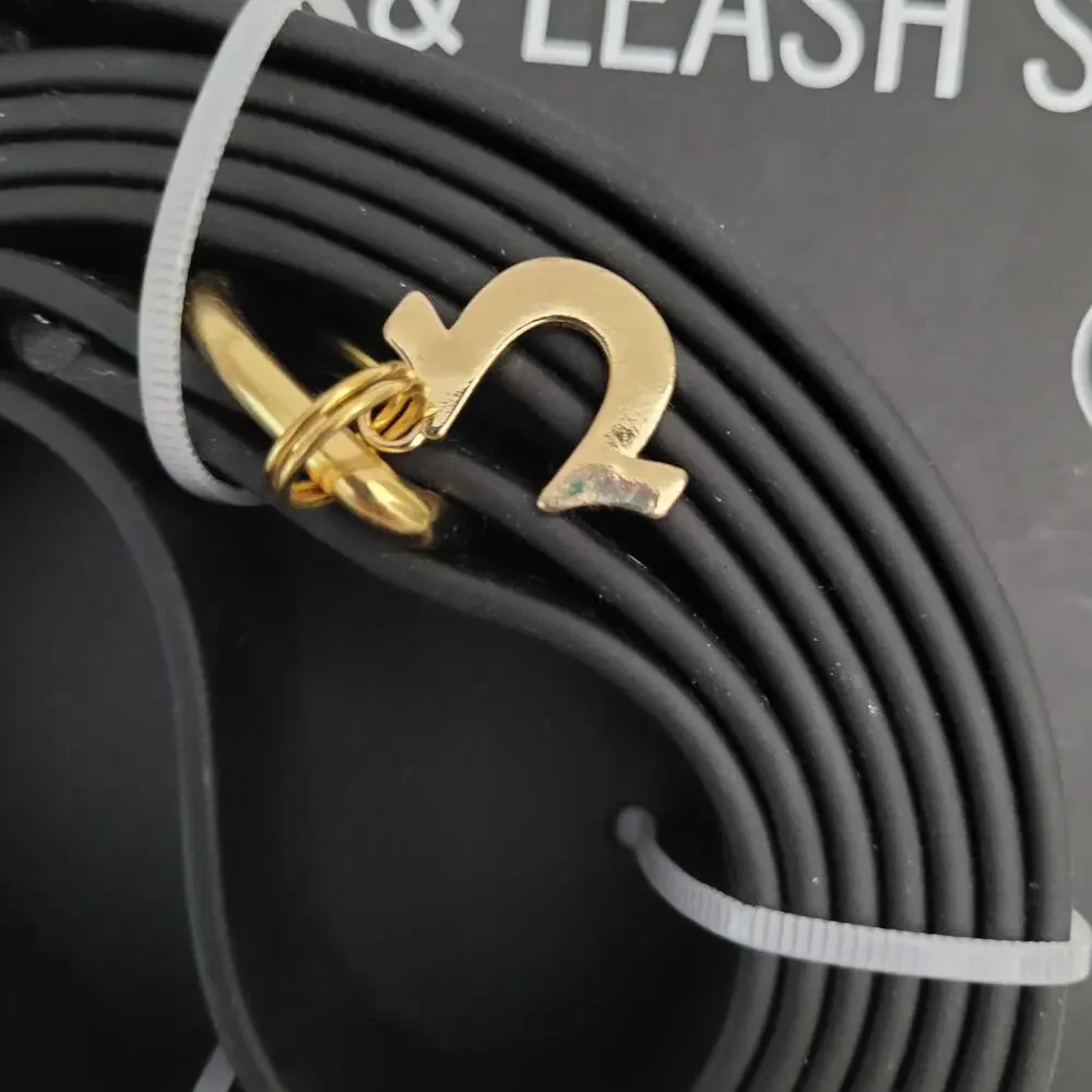 True Religion Pet Leash Set (6' Length) - Black/Gold Accents